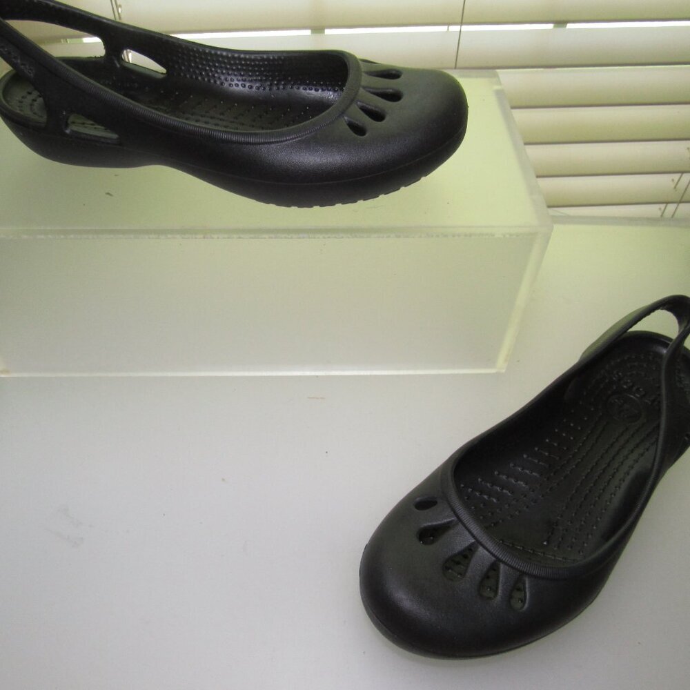 CROCS Slingback Black Ballet Flats – Women’s US 6 * Casual Minimalist Slip-On - Picture 3 of 8